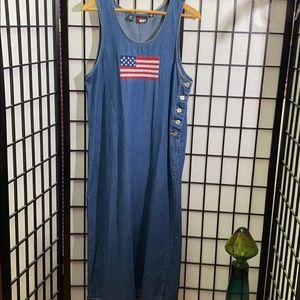 Lindsey Michelle Denim Jumper Embroidered Flag Lg